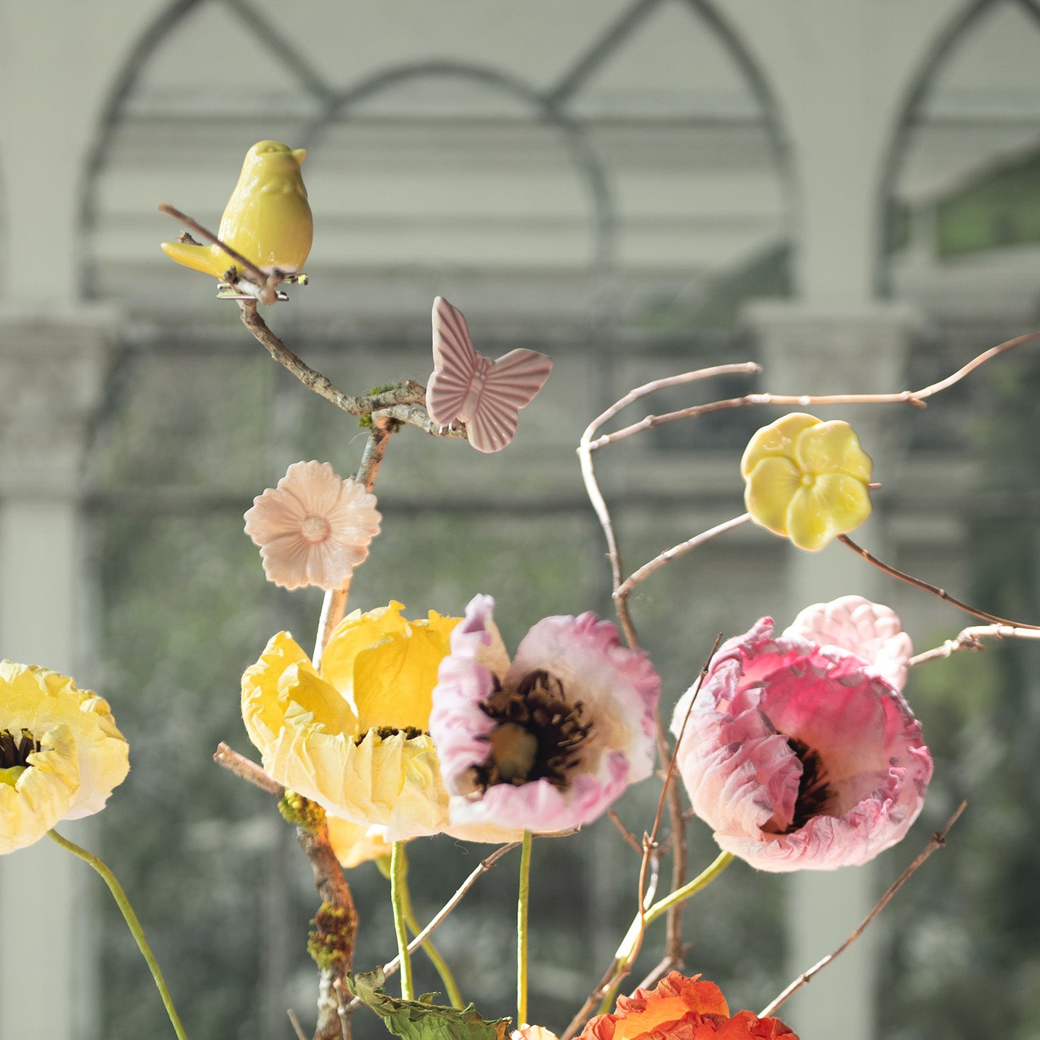 Blumen mit Klammer 4er Set - gelb