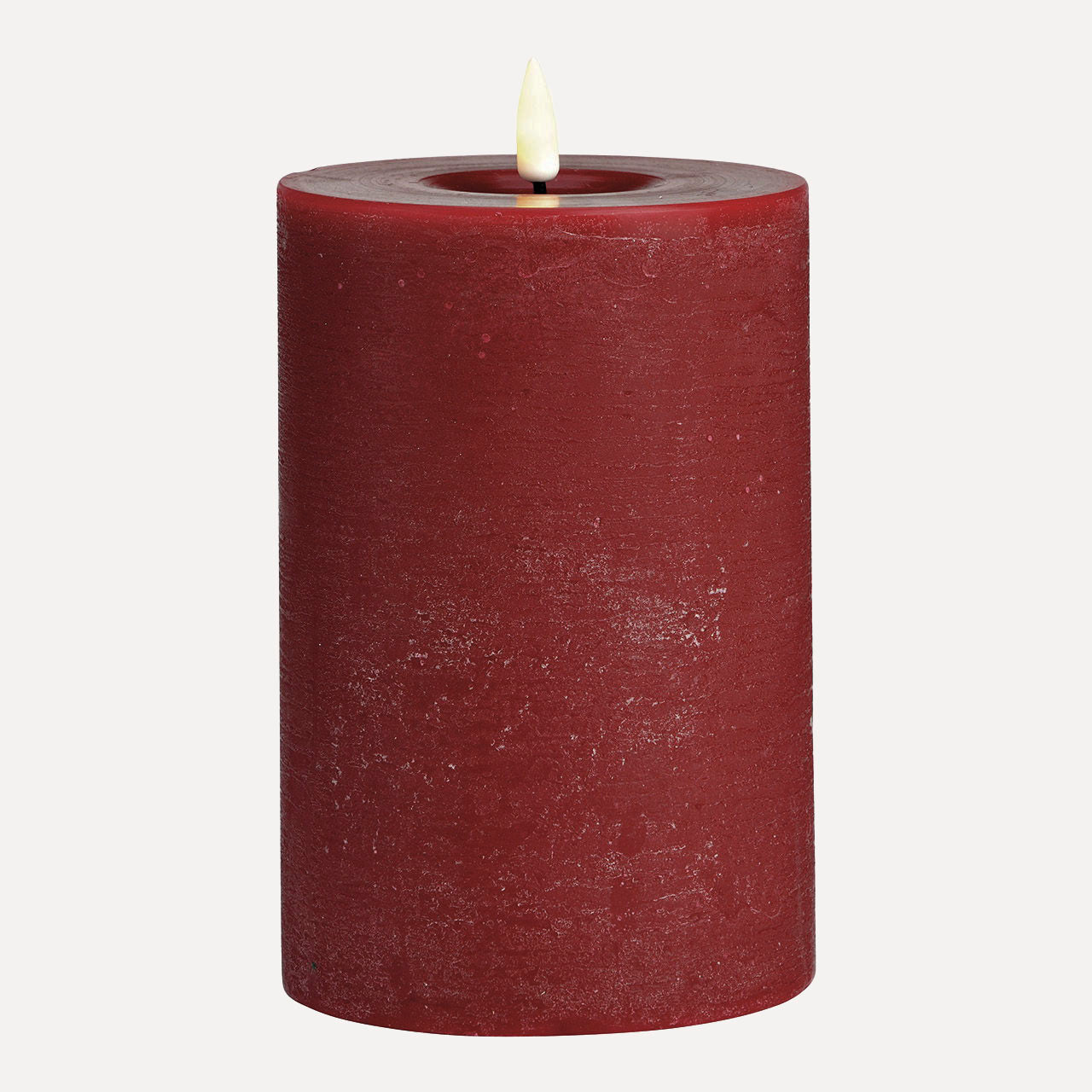 LED Stumpenkerze rustic - dunkelrot