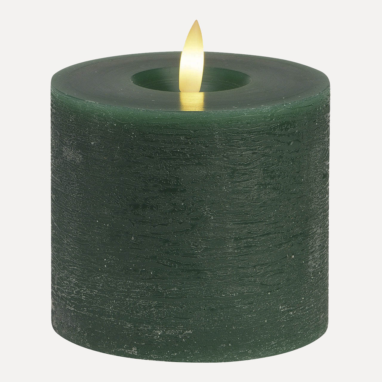 LED Stumpenkerze rustic - tannengrün