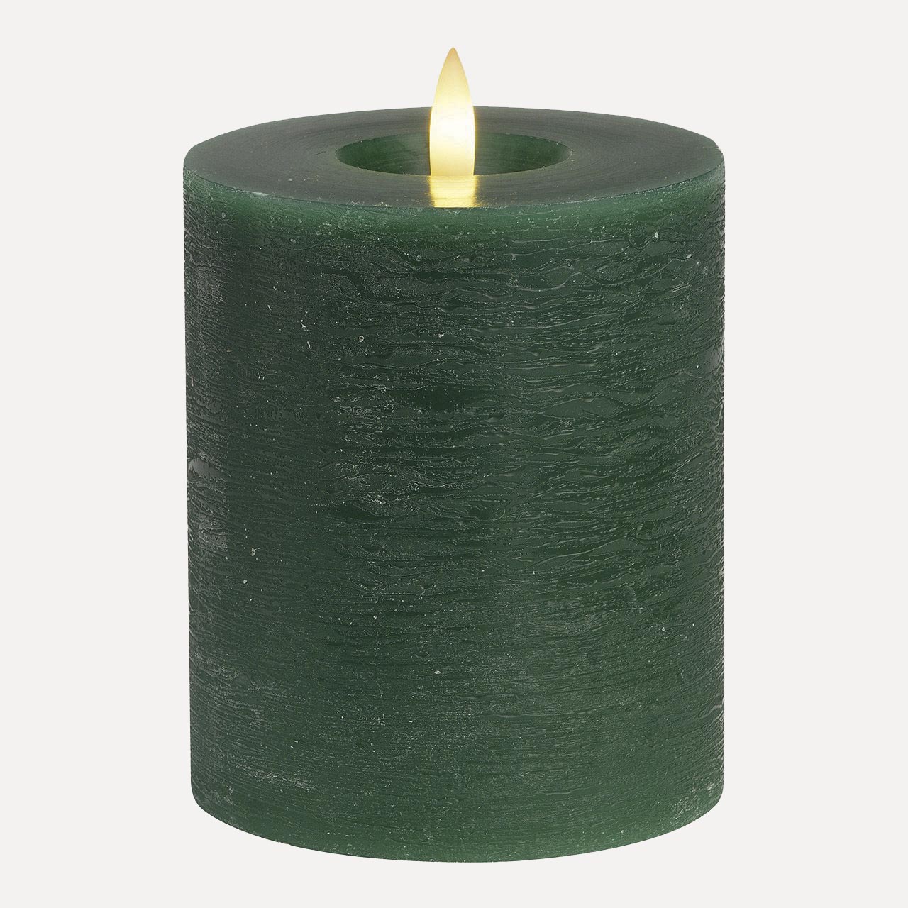 LED Stumpenkerze rustic - tannengrün