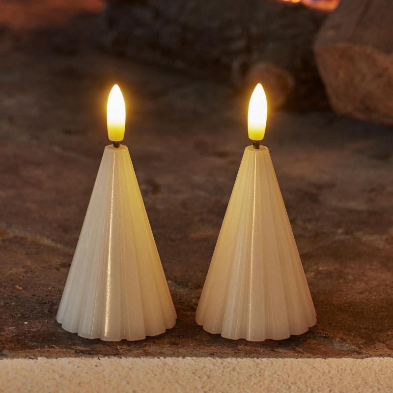 LED-Kerze Tannenbaum Laura 2er Set - cremeweiß