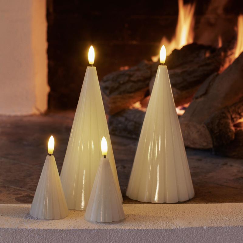 LED-Kerze Tannenbaum Laura 2er Set - cremeweiß