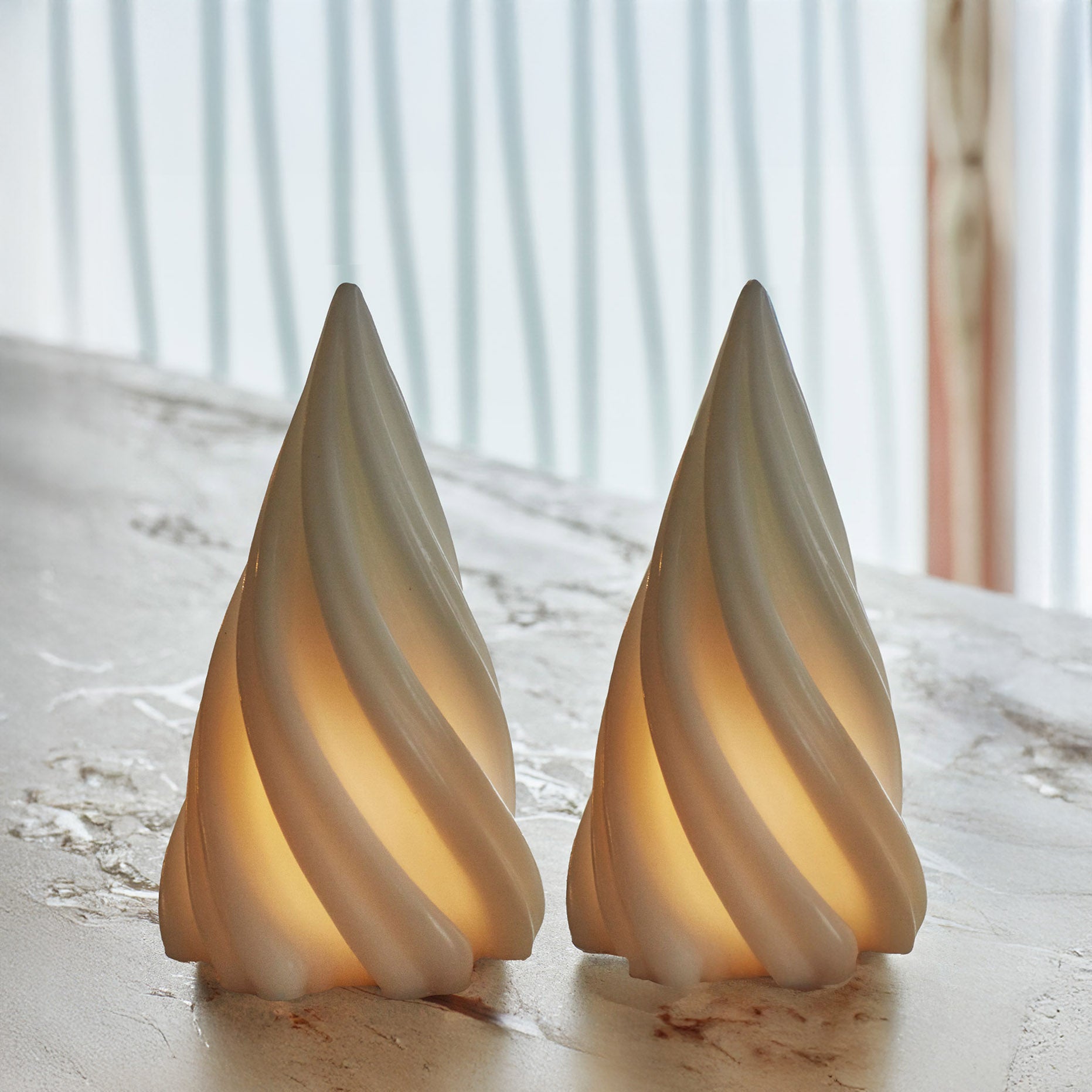 LED-Kerze Tannenbaum Olina 2er Set Wachs - weiß