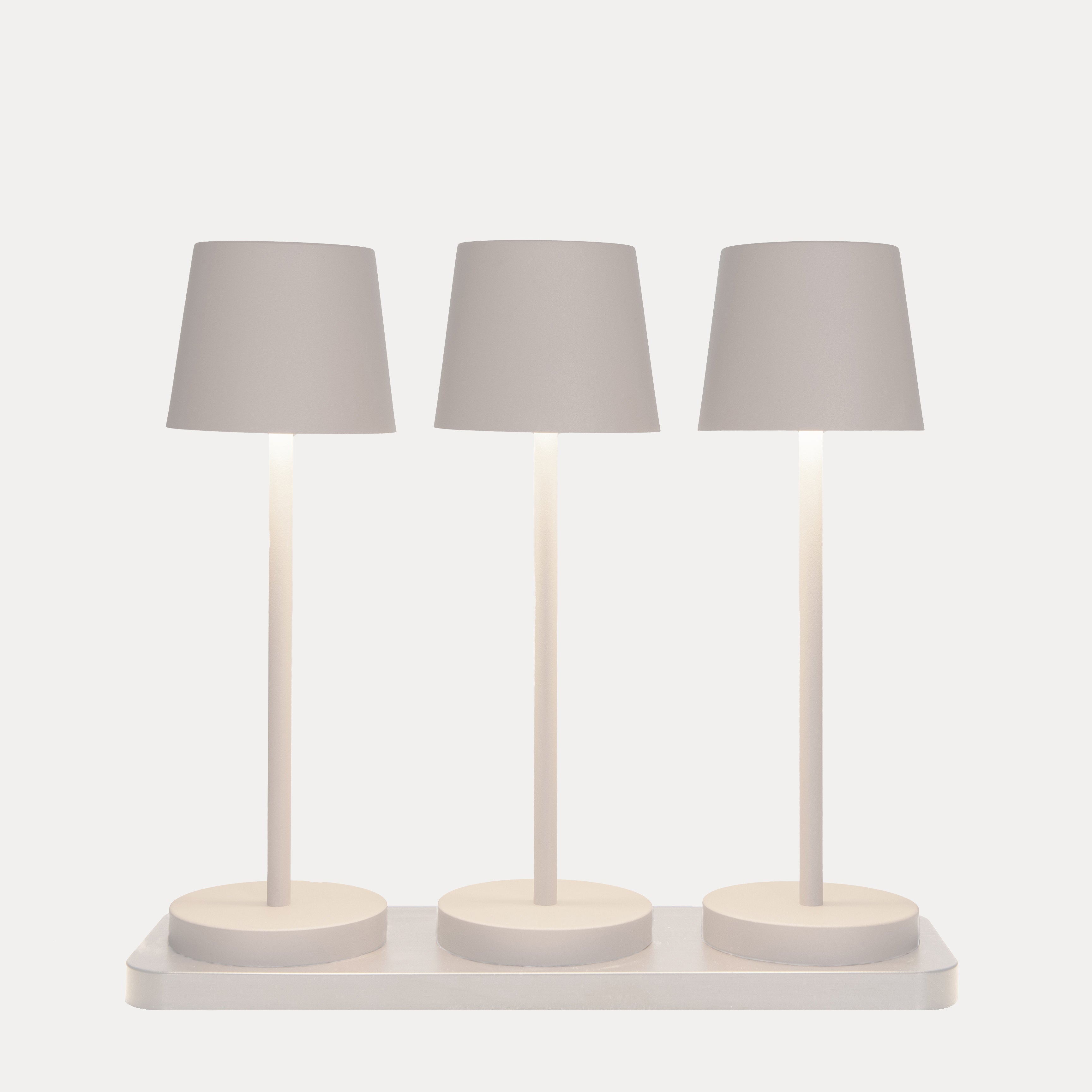 LED Tischlampe 3er Set mit Ladestation - creme
