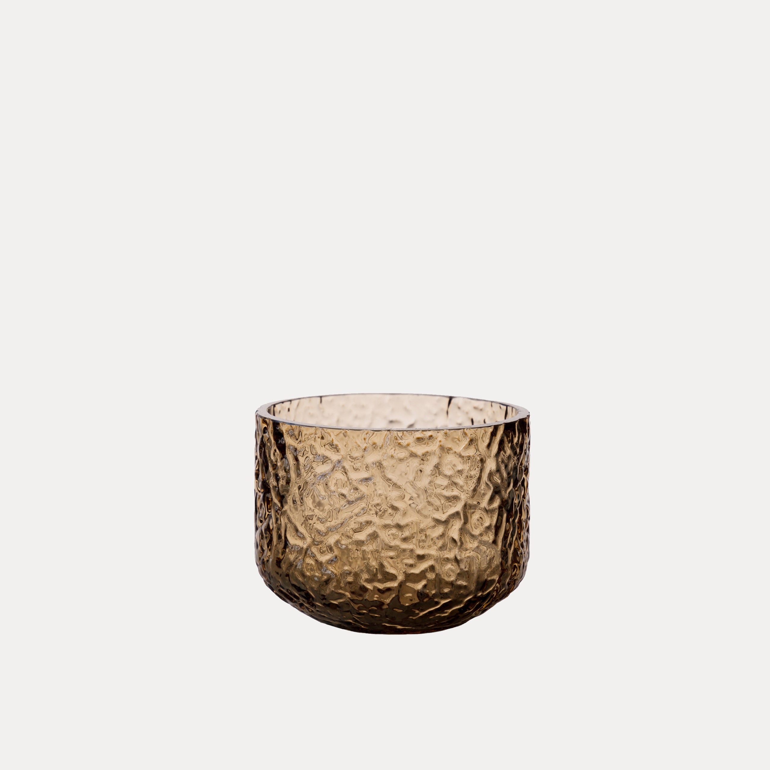 Kerzenhalter / Vase gemustert aus Glas - amber