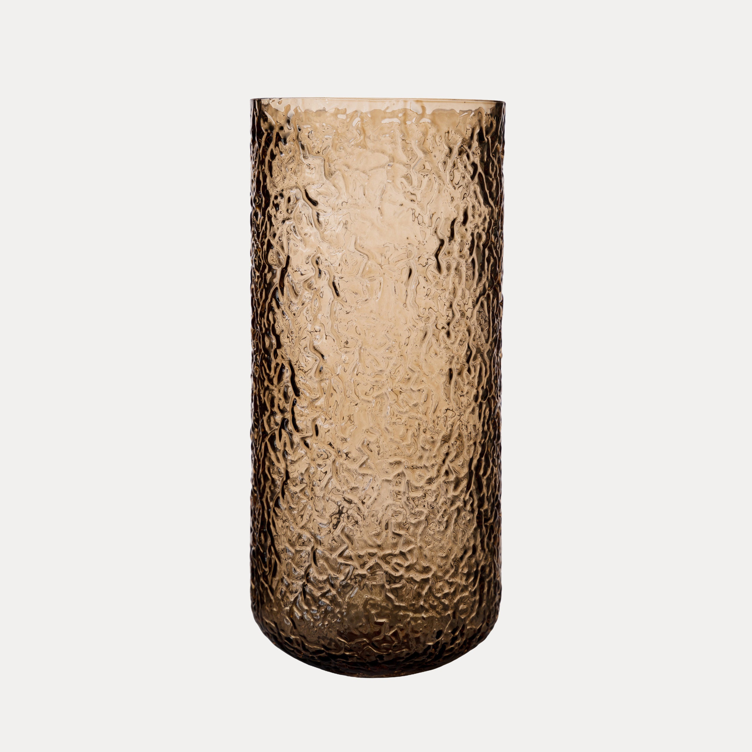 Kerzenhalter / Vase gemustert aus Glas - amber