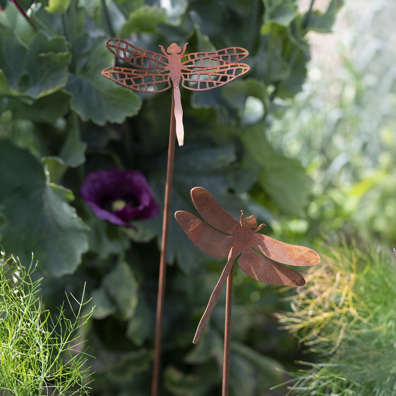 Gartendekoration Libellen 2er Set - Rost