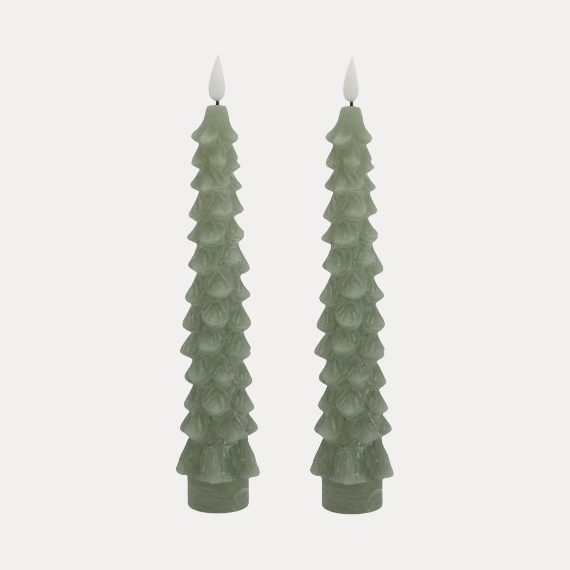 LED Stabkerzen 2er Set Tannenbaum - celadon
