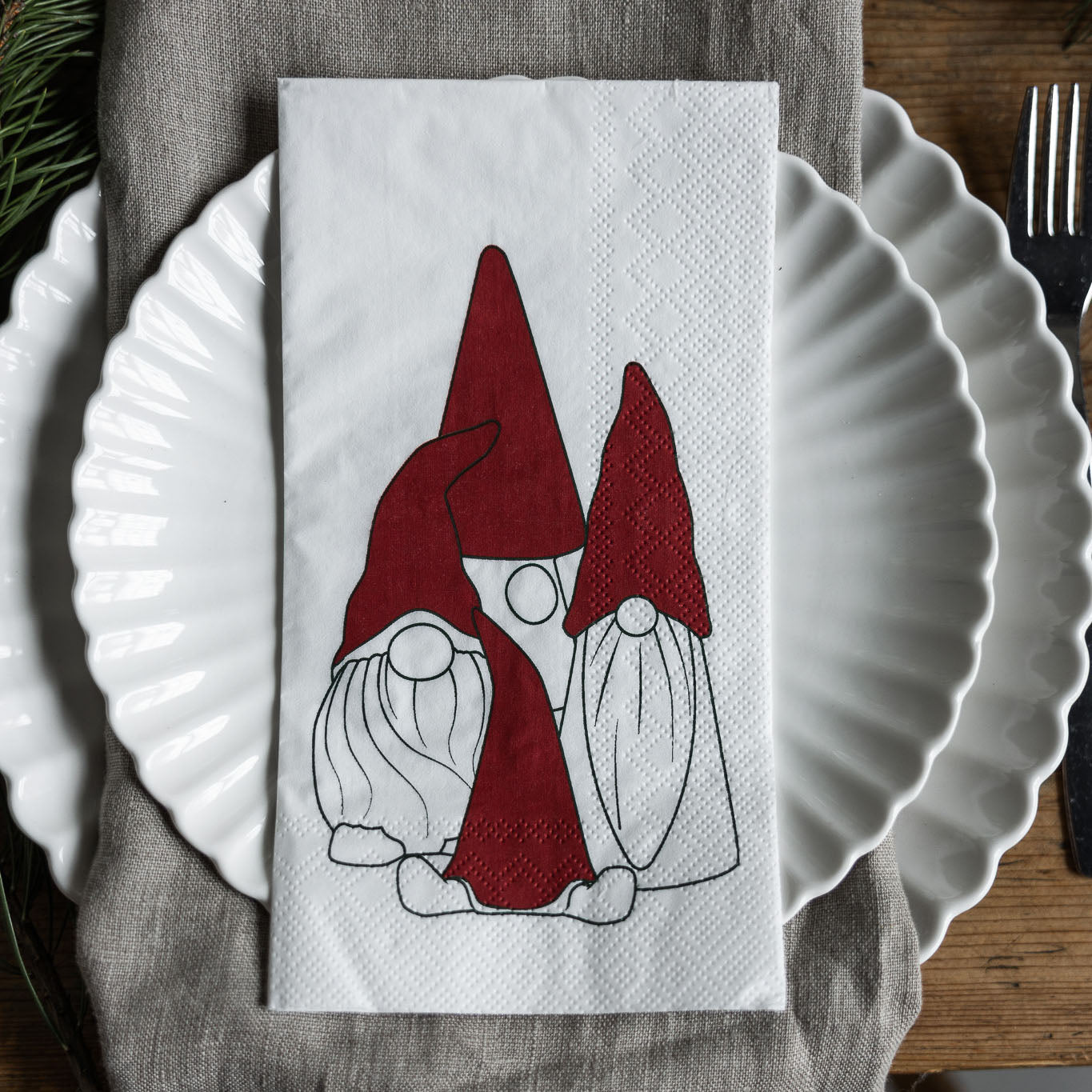 Servietten Tomtar - weiß