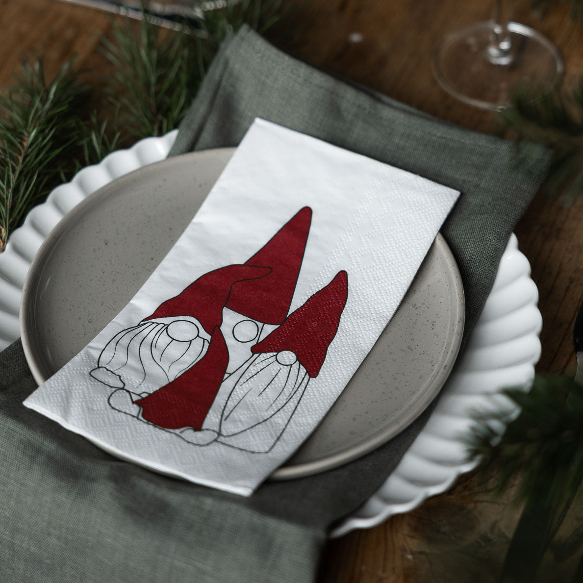 Servietten Tomtar - weiß