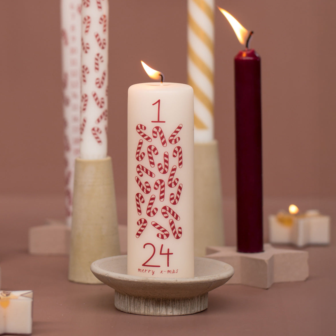 Adventskerze - Zuckerstangen