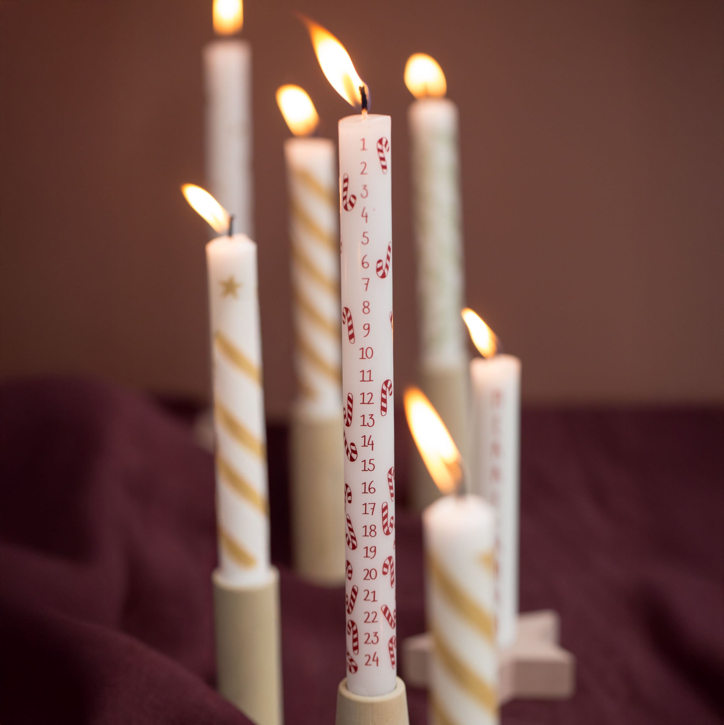 Kalenderkerze Stabkerze - rot