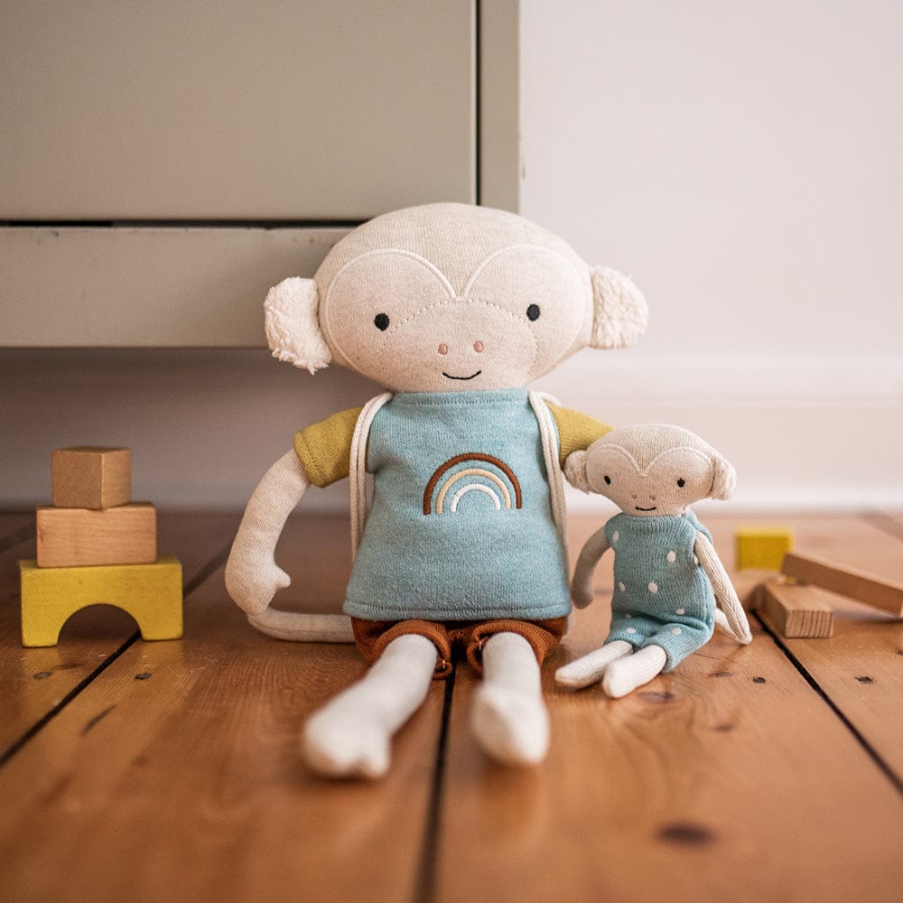 Kuscheltier Affe mit Baby - blau