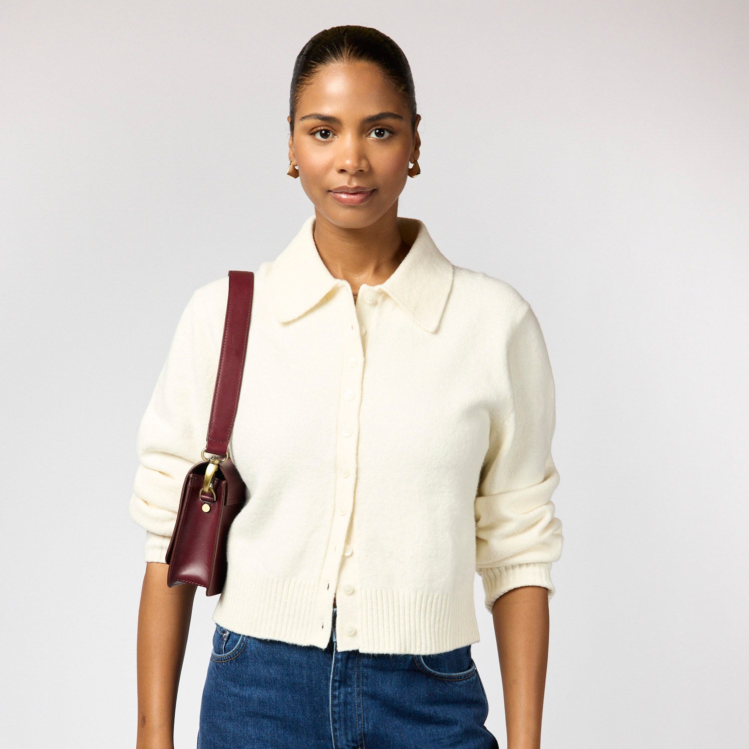 Audrey Mini Tasche - Leder Dark Cherry mit 2 Straps