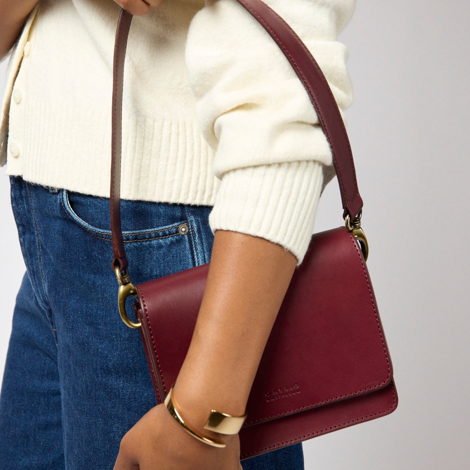 Audrey Mini Tasche - Leder Dark Cherry mit 2 Straps