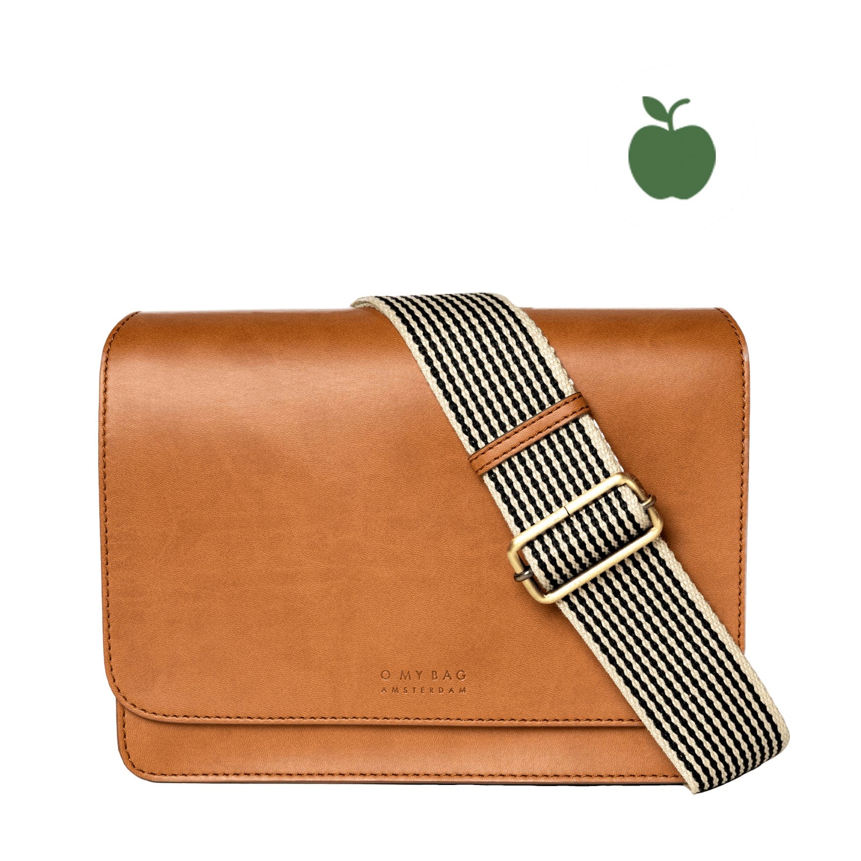 Audrey Tasche - Veganes Apfelleder Cognac mit 2 Straps