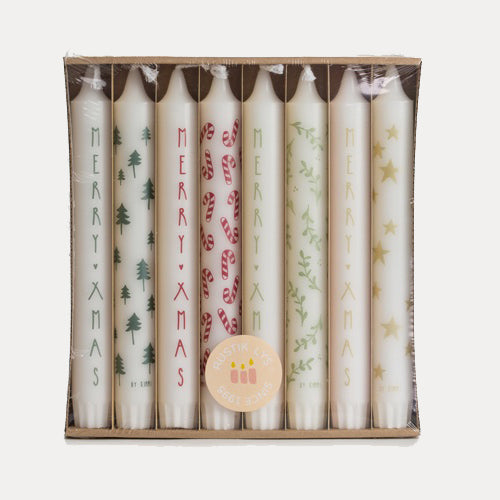 Stabkerzen 8er Set - Merry Xmas
