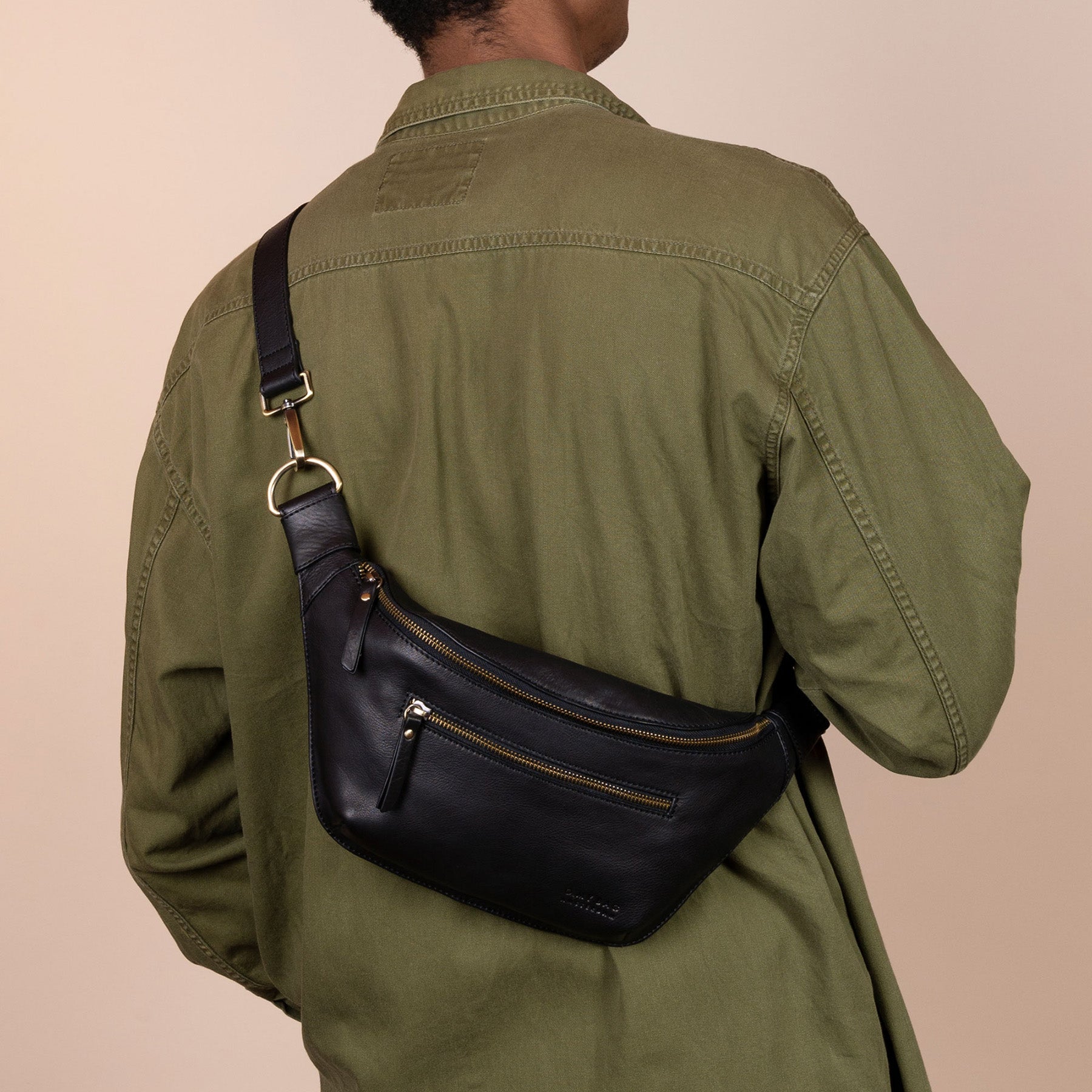 Drew Bauchtasche - Leder Schwarz mit 2 Straps