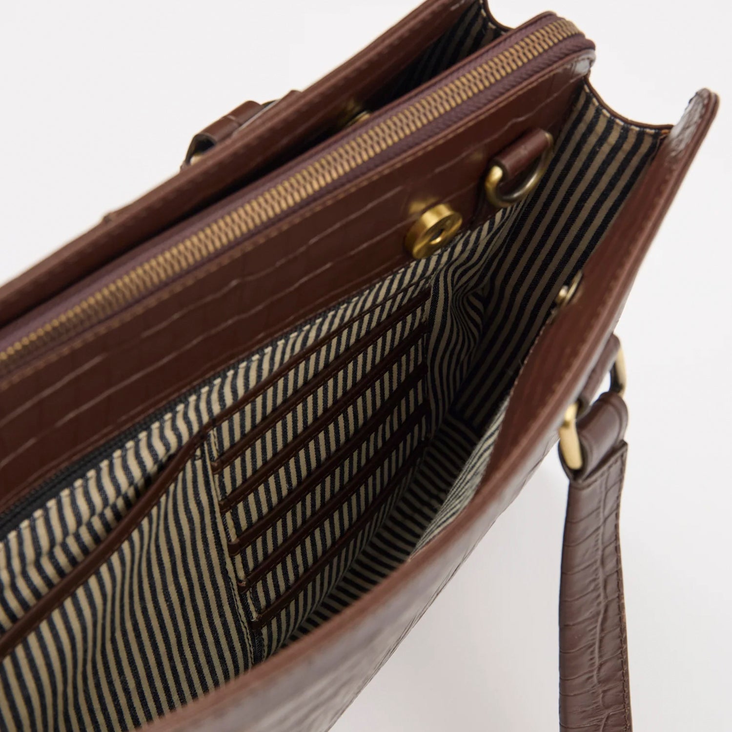 Blair Tasche - Leder Chocolate Croco Print mit 2 Straps