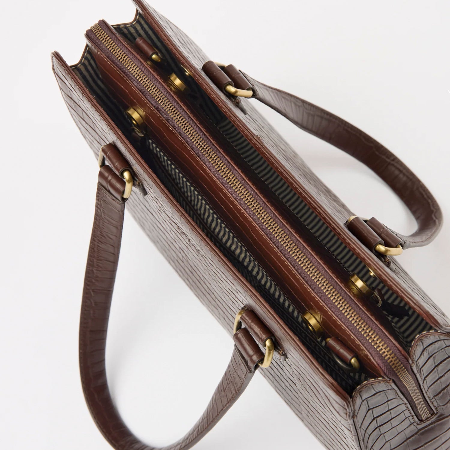 Blair Tasche - Leder Chocolate Croco Print mit 2 Straps