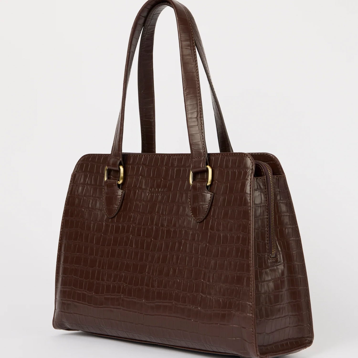 Blair Tasche - Leder Chocolate Croco Print mit 2 Straps