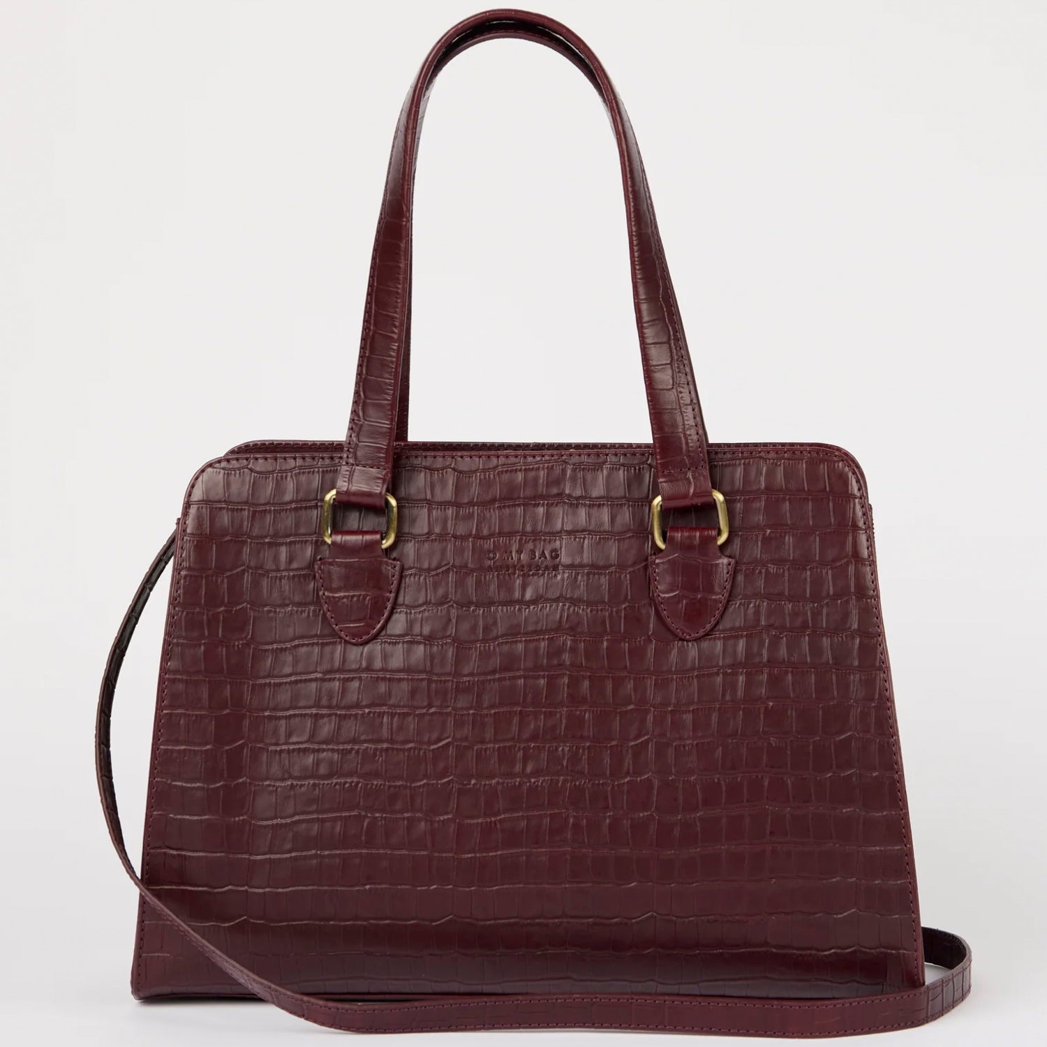 Blair Tasche - Leder Dark Cherry Croco Print mit 2 Straps
