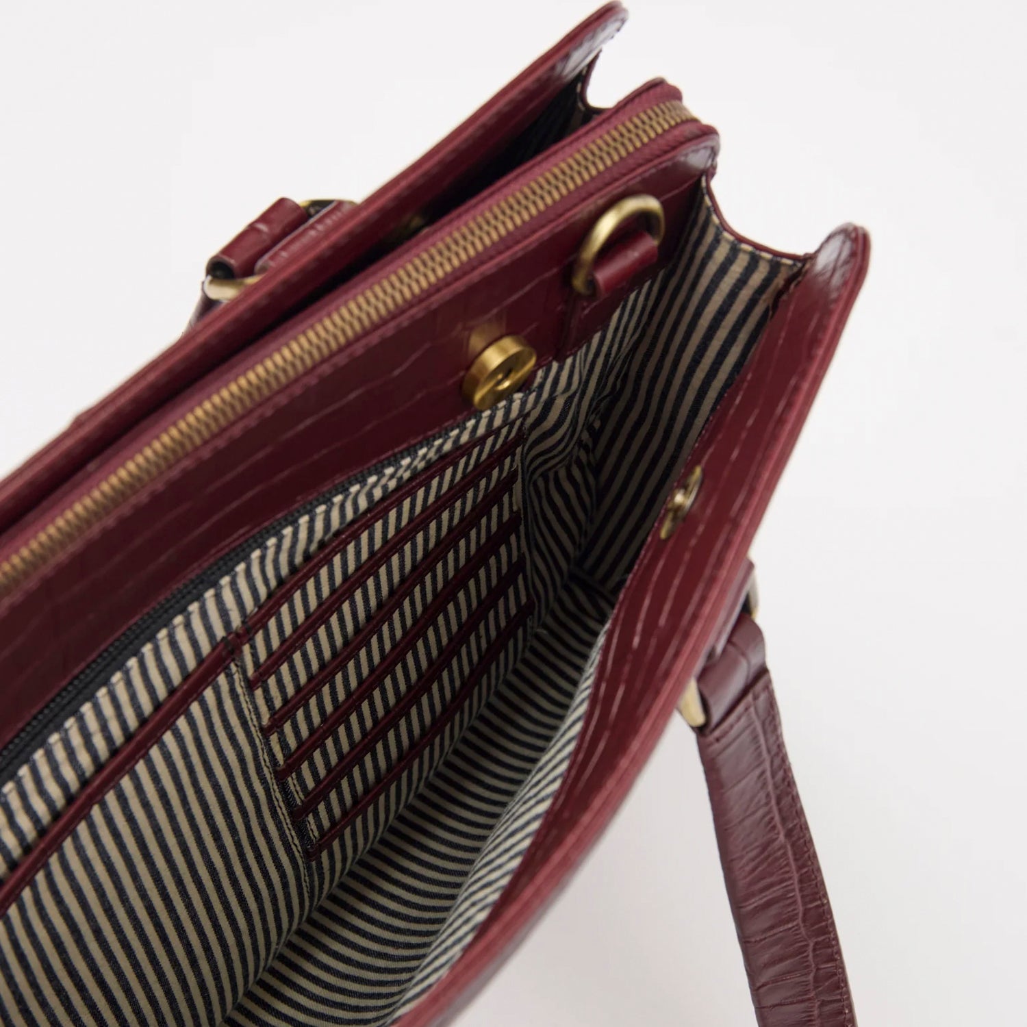 Blair Tasche - Leder Dark Cherry Croco Print mit 2 Straps