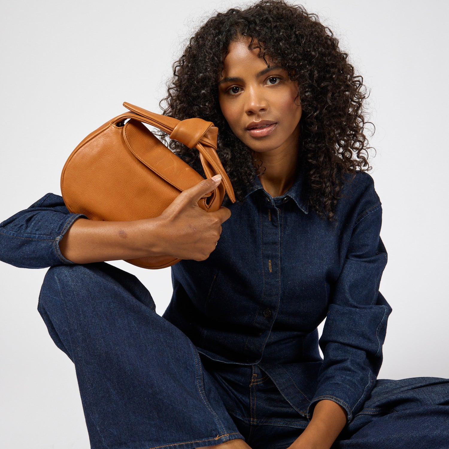 Coco Croissant Tasche - Leder Cognac