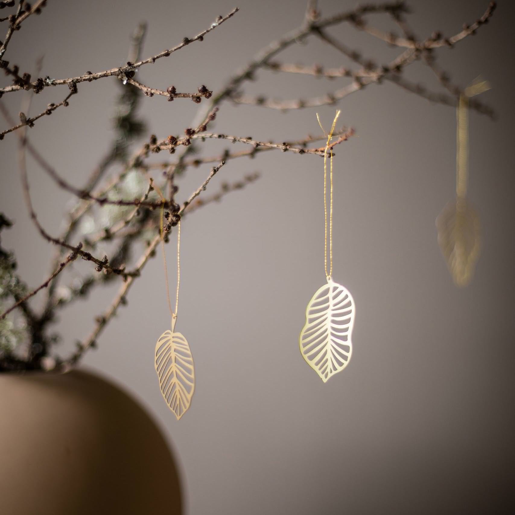 Dekoanhänger Leaf 4er Set - gold