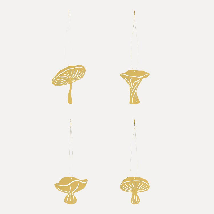Dekoanhänger Fungi 4er Set - gold