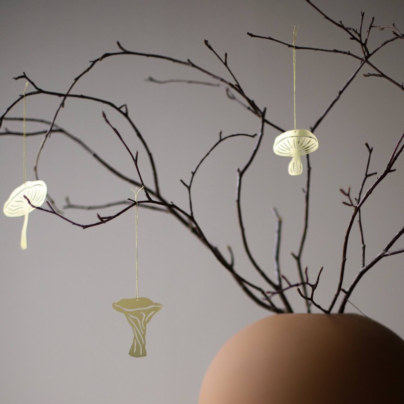 Dekoanhänger Fungi 4er Set - gold