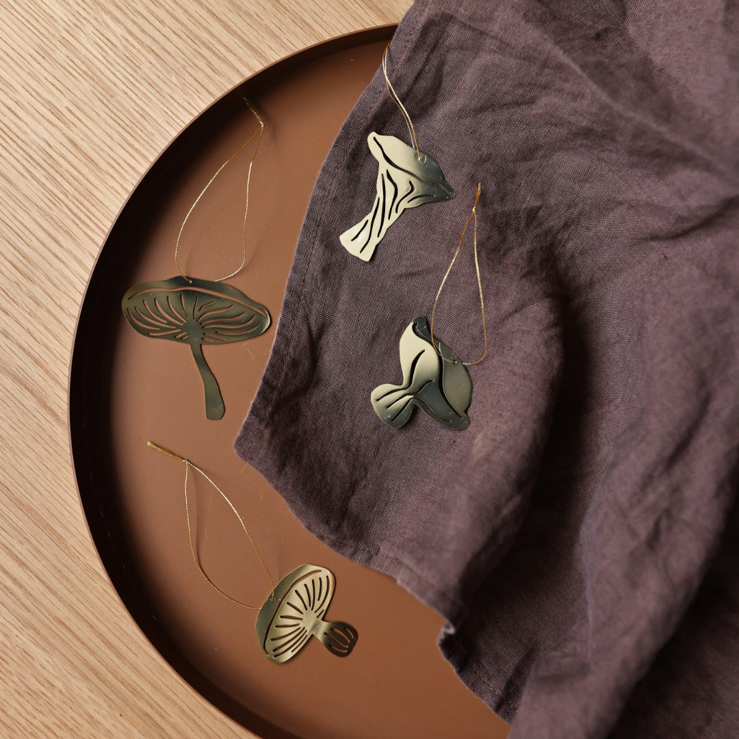 Dekoanhänger Fungi 4er Set - gold