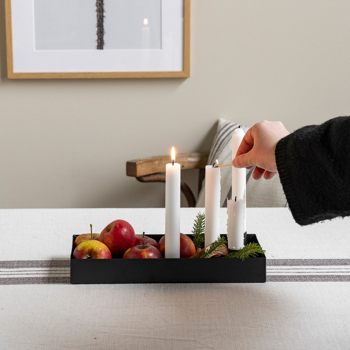 Tablett Sund eckig mit magnetischen Kerzenhaltern