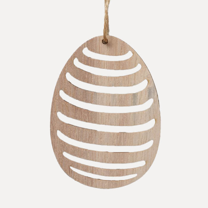 Holzanhänger 3er Set Ei Busty - natur