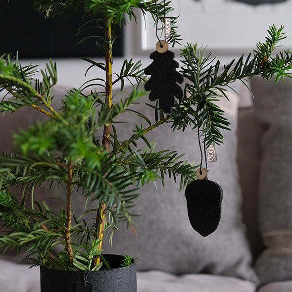 Dekoanhänger Eichel 2er - schwarz