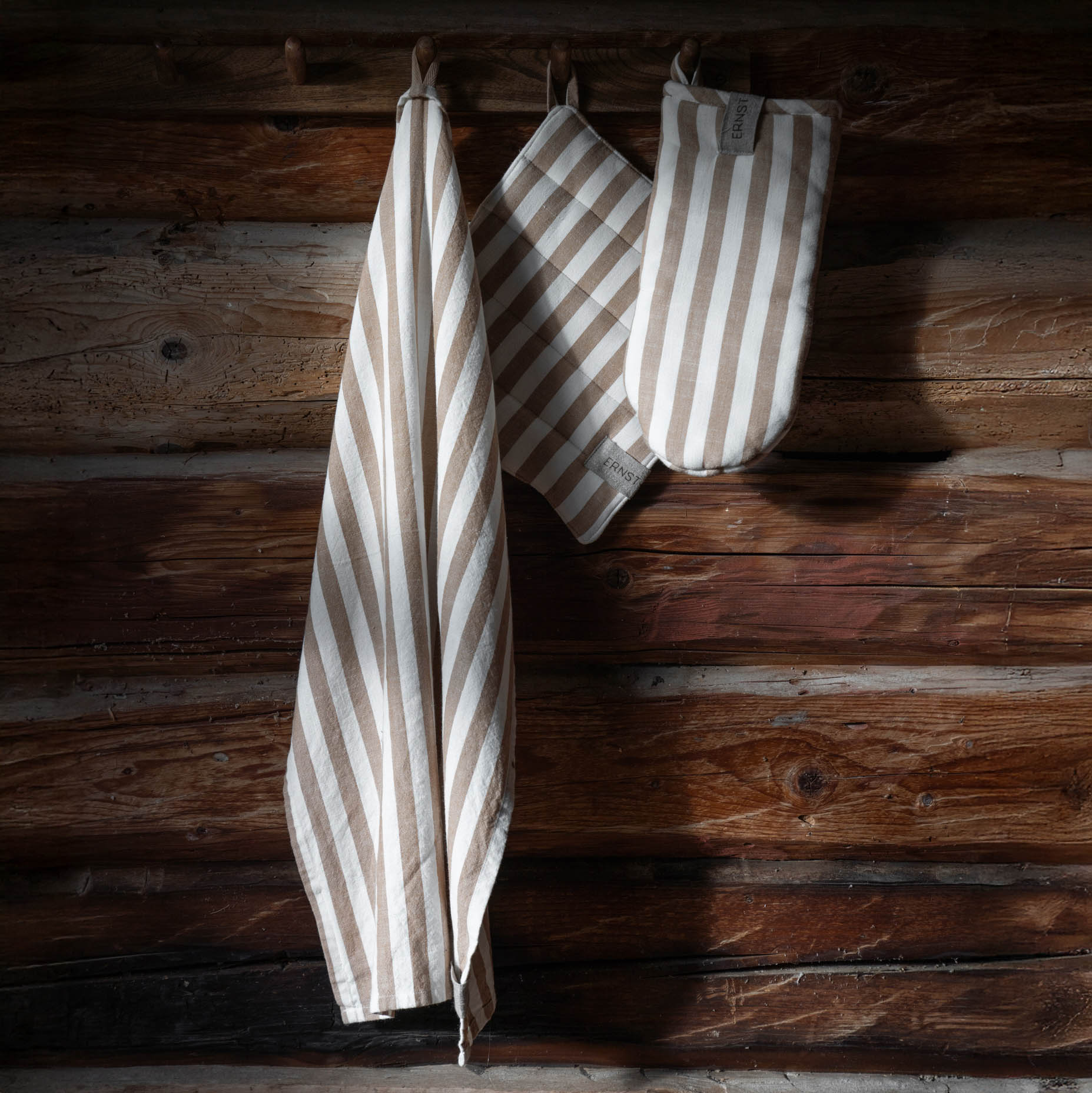 Geschirrtuch - karamell gestreift
