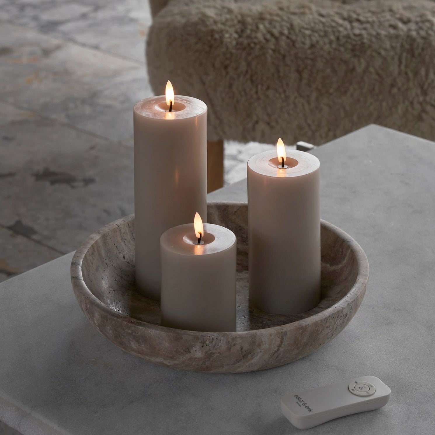 Ester & Erik LED Stumpenkerze - 18 nougat