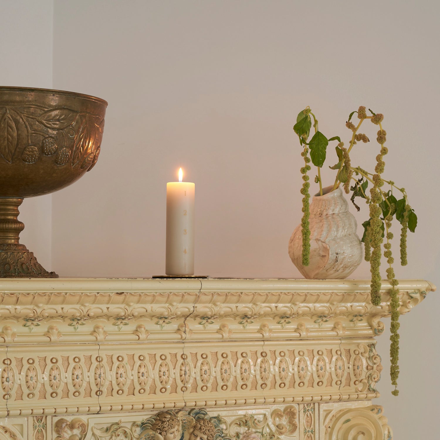 Ester & Erik Adventskerze Pillar - 22 linen grey