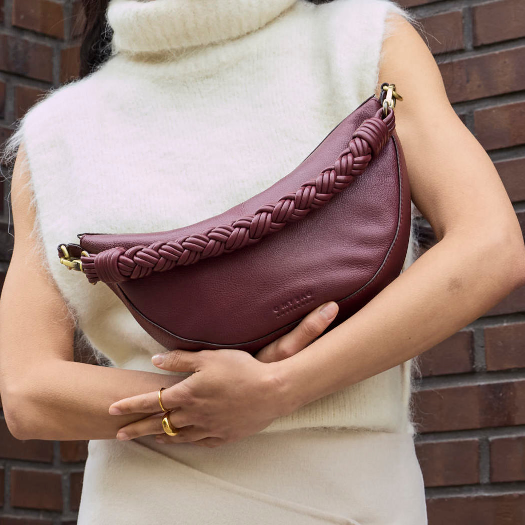 Leo Tasche - Leder Dark Cherry mit 2 Straps