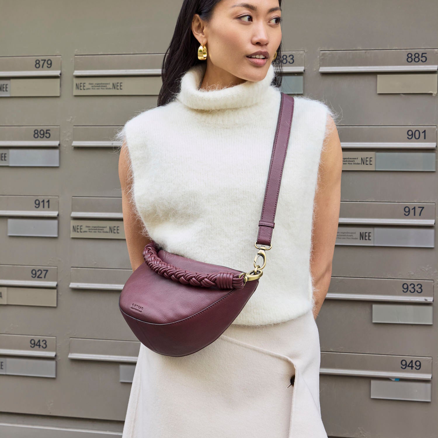 Leo Tasche - Leder Dark Cherry mit 2 Straps