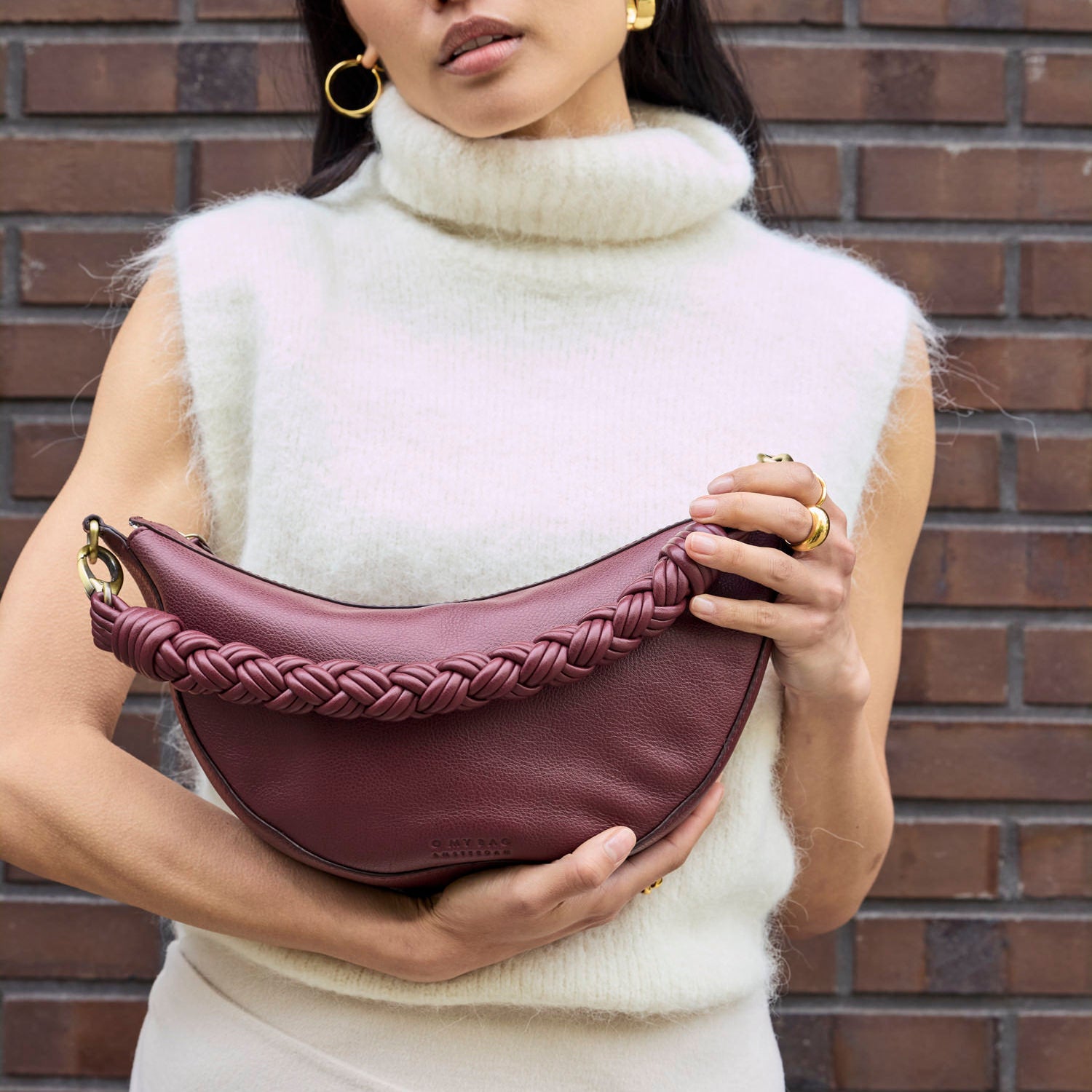 Leo Tasche - Leder Dark Cherry mit 2 Straps