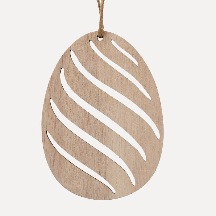 Holzanhänger 3er Set Ei Busty - natur