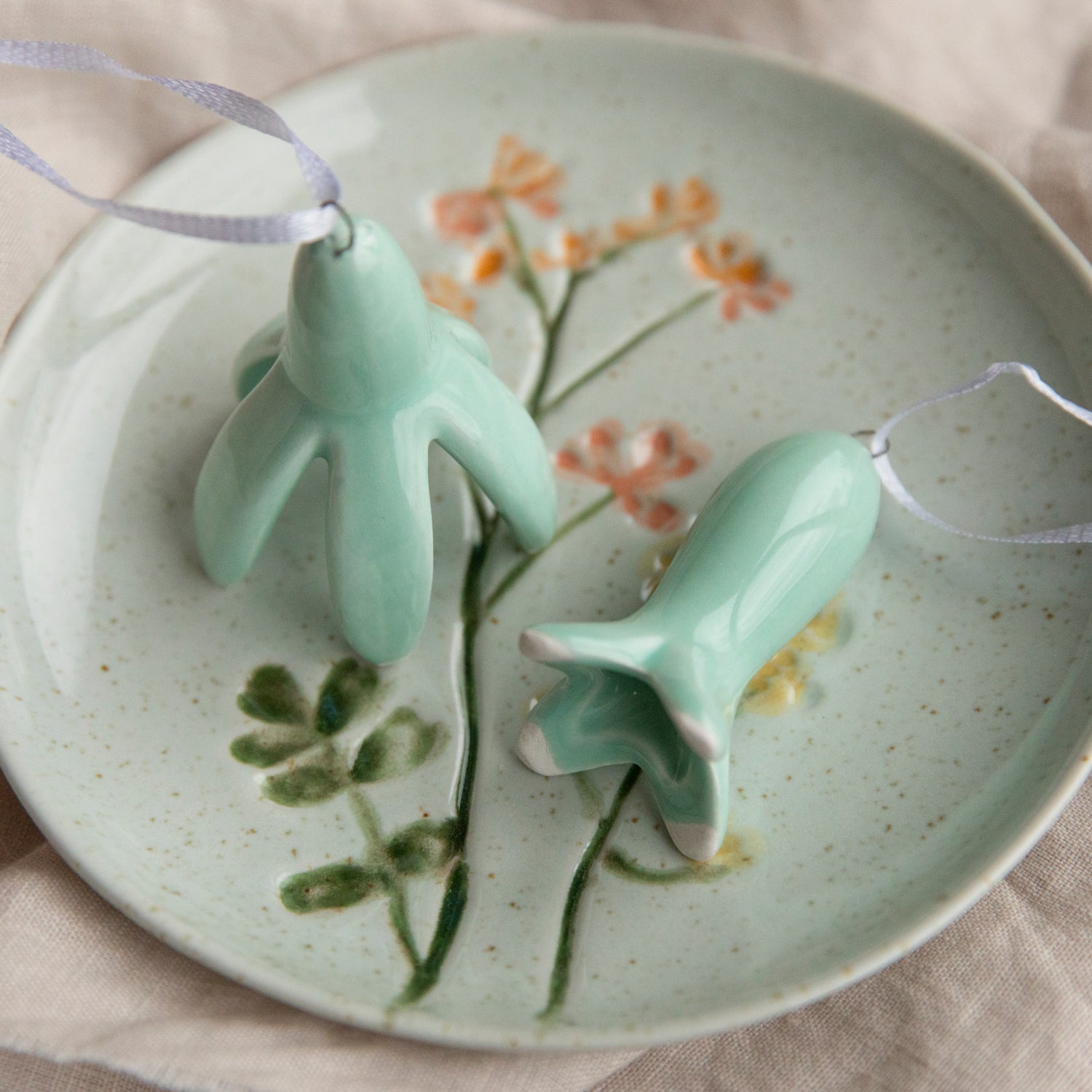 Dekoanhänger Blumen Tina 2er Set - türkis