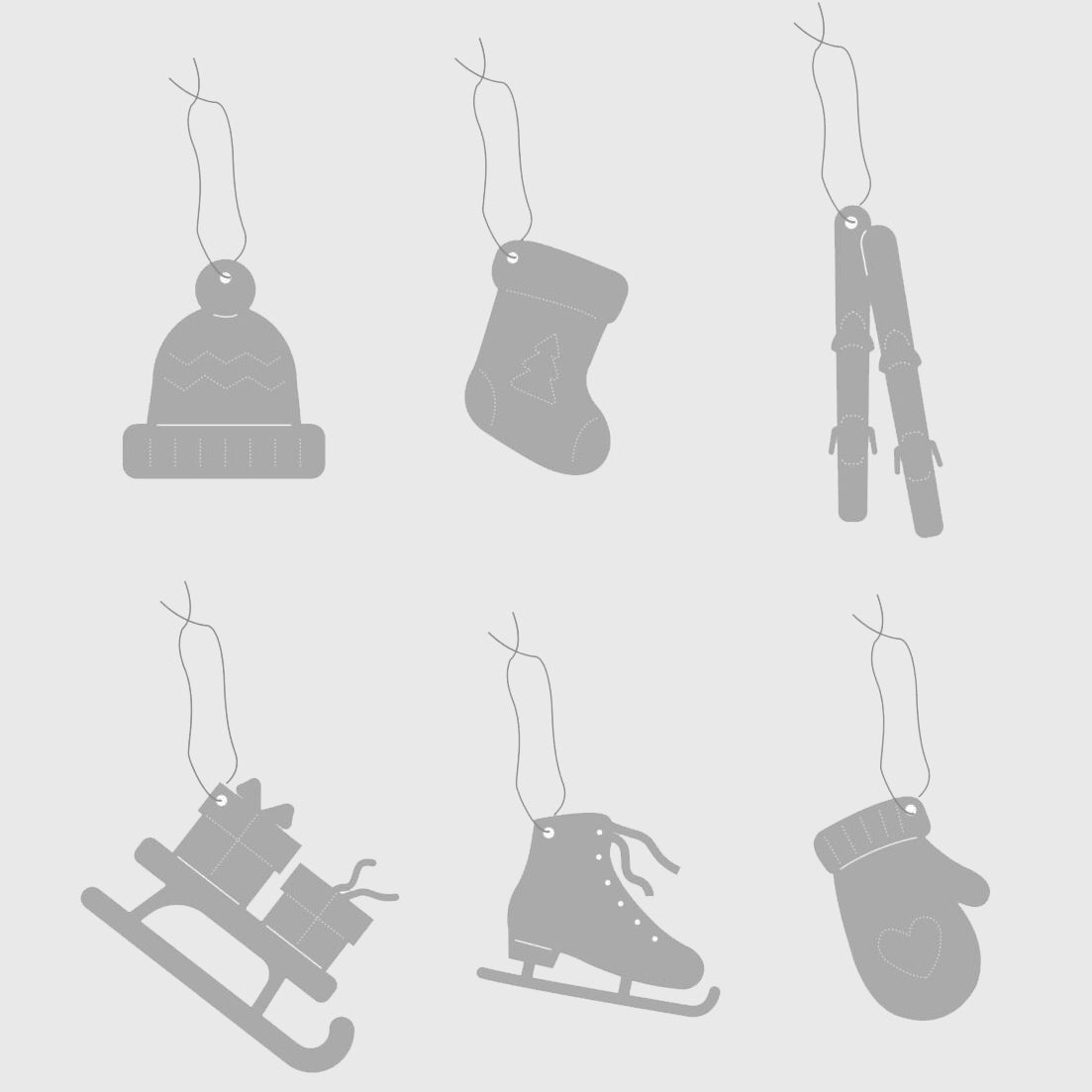 Dekoanhänger Winter activities 6er Set - silber