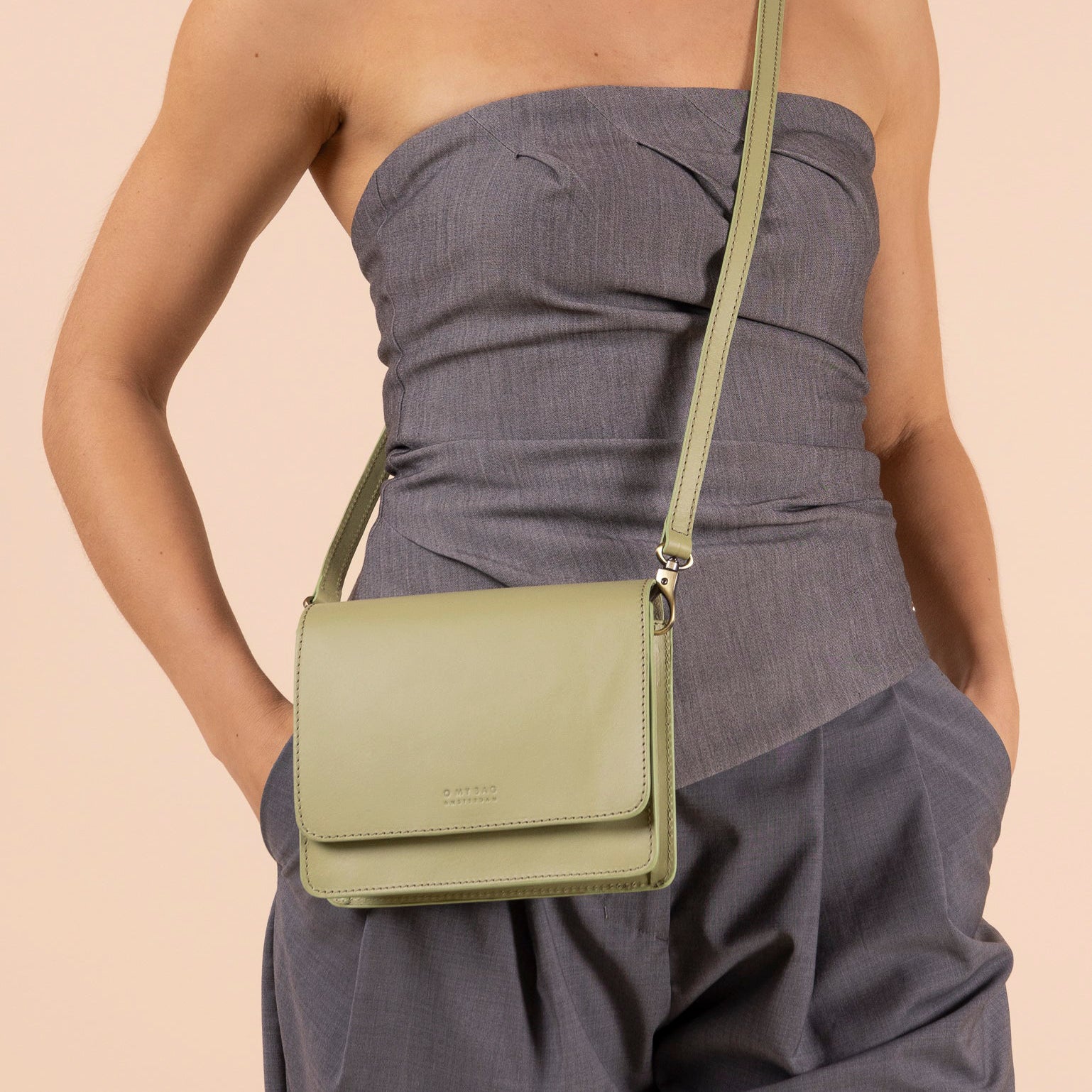Audrey Mini Tasche - Leder Tea Green mit 2 Straps