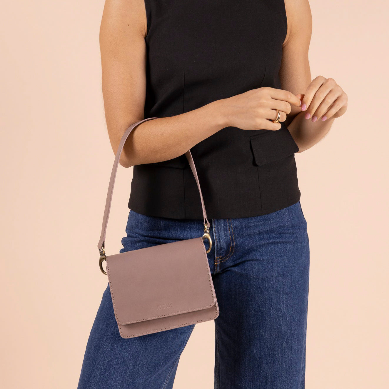 Audrey Mini Tasche - Leder Pale Mauve mit 2 Straps