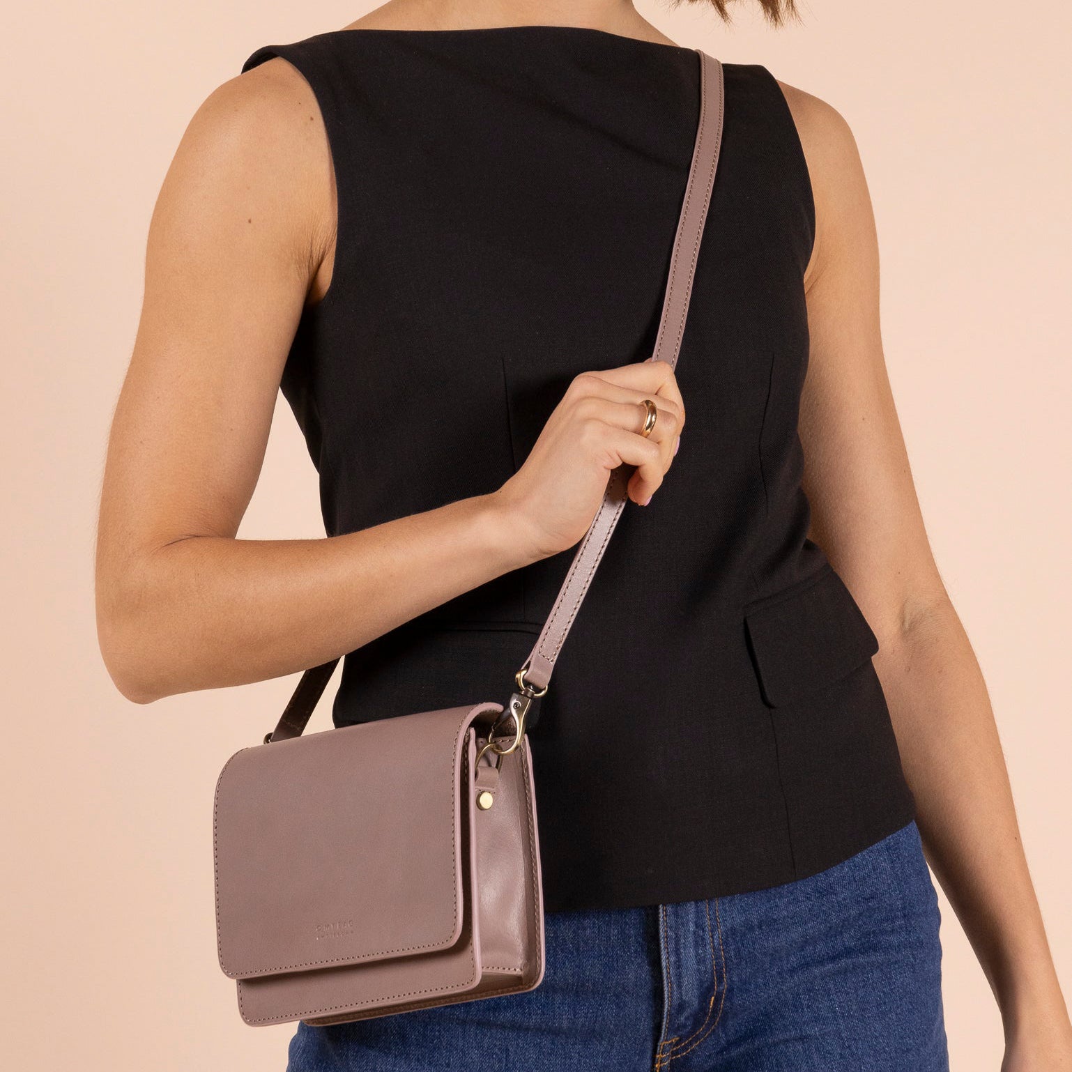 Audrey Mini Tasche - Leder Pale Mauve mit 2 Straps