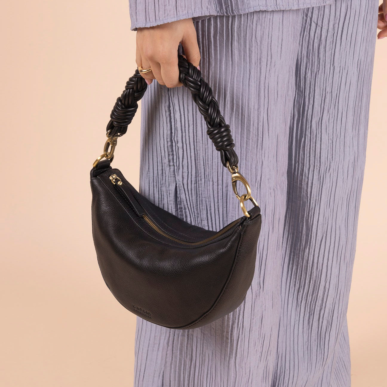 Taschengurt Twisted Leder - Schwarz