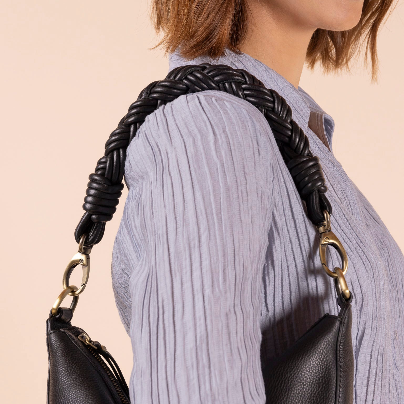 Taschengurt Twisted Leder - Schwarz