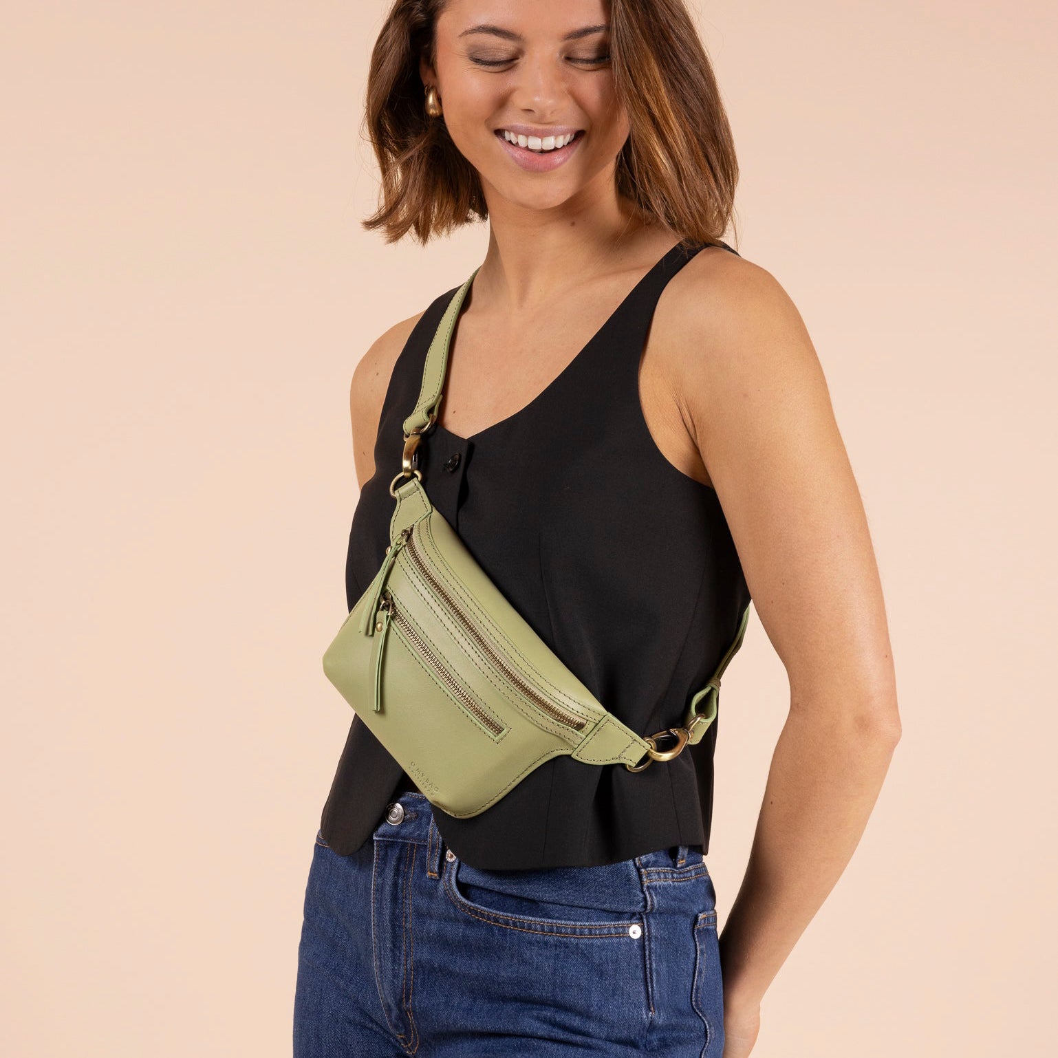 Beck's Bauchtasche - Leder Tea Green